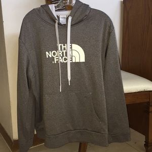 grey north face sweatshirt